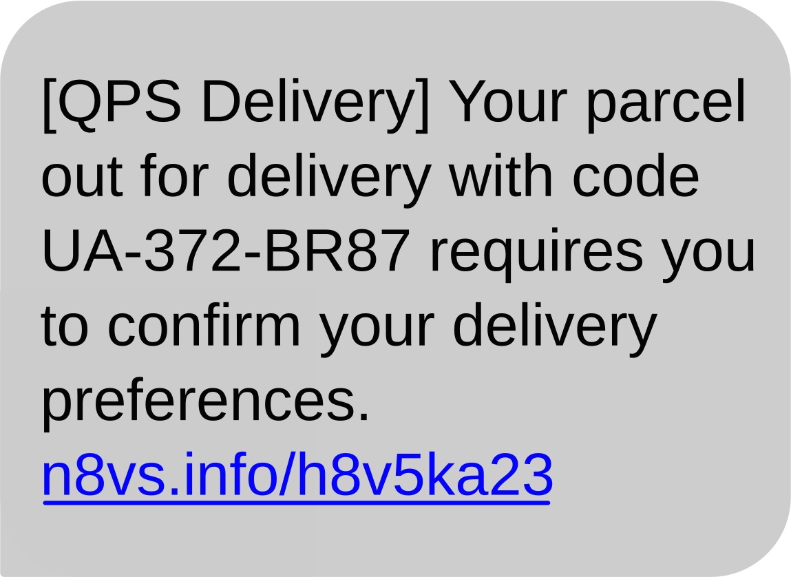 Example SMS phishing